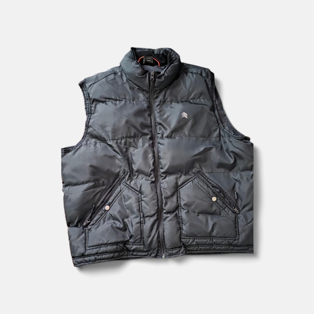 Men's Black Quilted Puffer Vest with High Collar - Lightweight Warmth